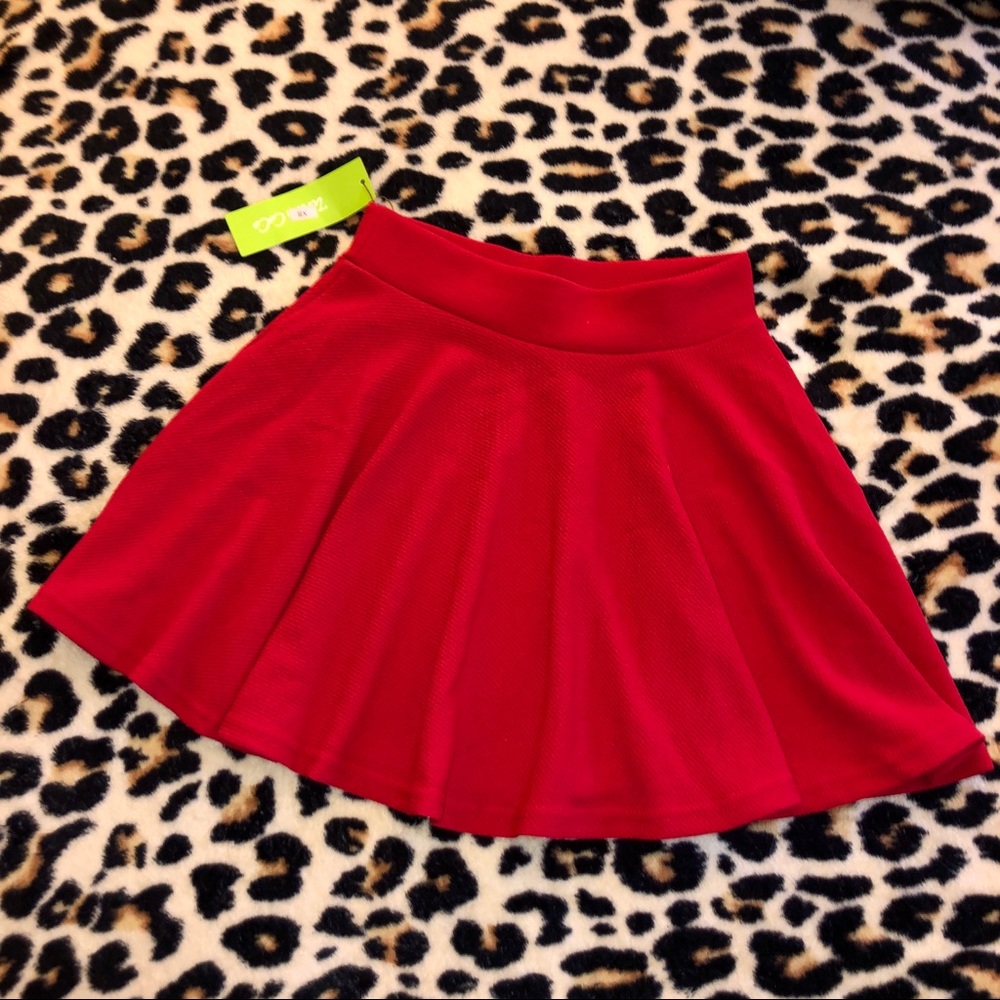 Red skater style skirt